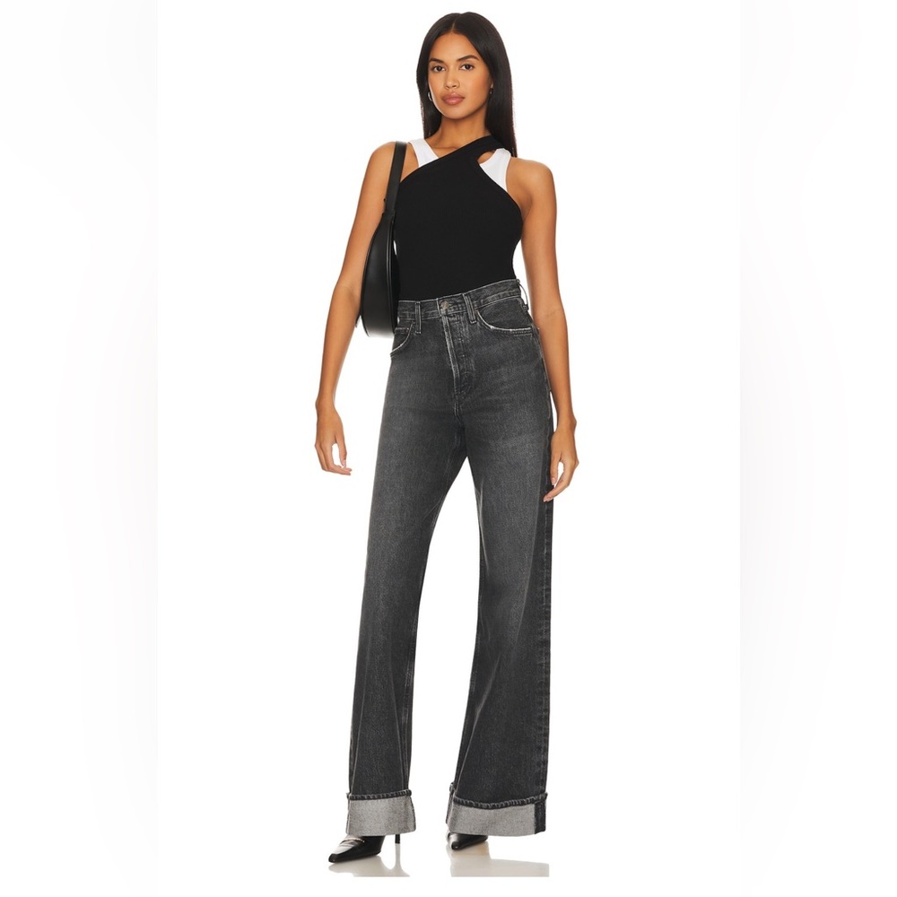Agolde date high rise wide leg jeans - petite carbon Size 27